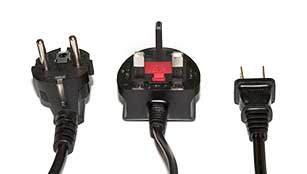 European plug, UK plug, US/Canada plug