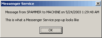 Messenger service pop-up