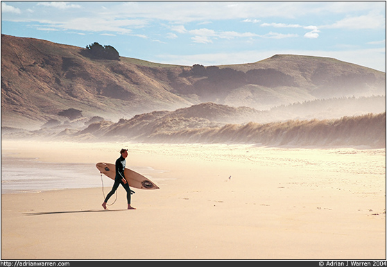 Surfer in the mist