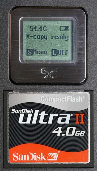 Nexto screen next to a Compact Flash card