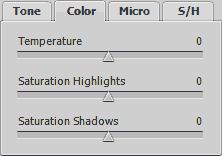 Tone Mapping Settings palette, Details Enhancer tab, Color tab
